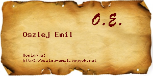 Oszlej Emil névjegykártya